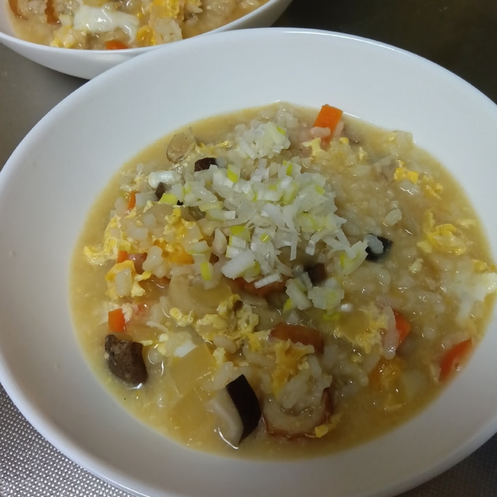 ちくわと椎茸の味噌 雑炊